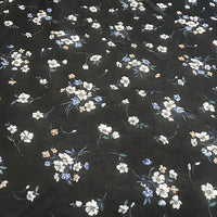 148cm Width x 95cm Length Premium Chiffon  Floral Pattern Print Fabric Black