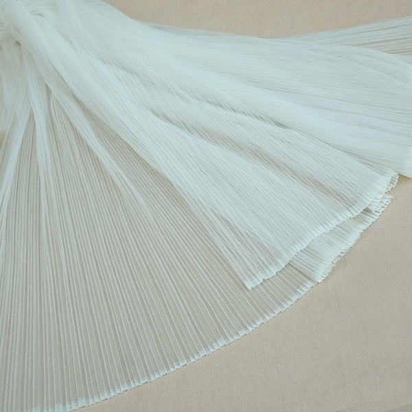 59 inches Width Pleated Crepe Gauze Lace Fabric by The Yard