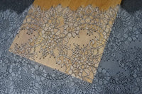 幅35cm x 長さ290cm プレミアムコントラストまつげ花柄刺繍レース生地