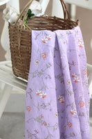 145cm Width Purple Floral Pattern Print Cotton Fabric by the Yard