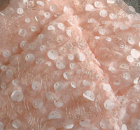 幅150cm×長さ95cm 高級ロマンティック3D花刺繍チュールレース生地（ピンク）