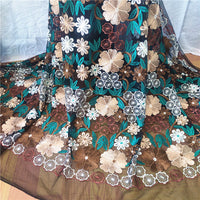 幅130cm×長さ95cm プレミアムランウェイ カラフル花柄刺繍レース生地