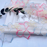 4 Yards  x 6.5cm Macaron Color Flower Petal Embroidered Tulle Lace Ribbon
