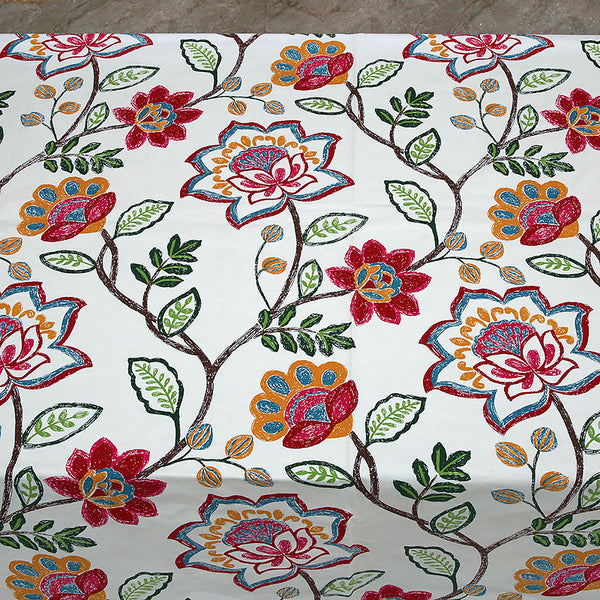 150cm Width Heavy Color Art Floral Pattern Print Cotton Linen Canvas Fabric by the Yard