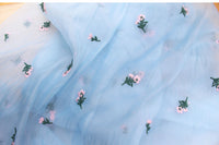 150cm Width x 95cm Length Premium Floral Embroidery Chiffon Lace Fabric