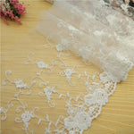 3 Yards x 20cm Width Premium Vivid Floral Embroidery Lace Fabric Trim (White)