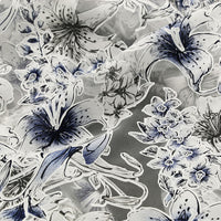 145cm Width x 95cm Length Premium Lily Flower Print Organza Fabric
