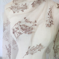 130cm Width x 95cm Length Premium Sequined Floral Branch Embroidery Lace Fabric