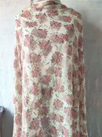 135cm Width x 95cm Length Premium Vintage Floral Print Eyelet Embroidery Chiffon Fabric
