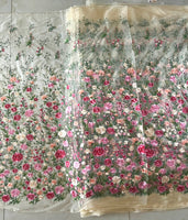 幅130cm×長さ95cm 鮮やかなカラフルなボタニカル花柄刺繍ケミカルレース生地