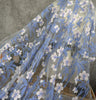 130cm Width x 95cm Length Premium Blue Branch Floral Embroidery Lace Fabric