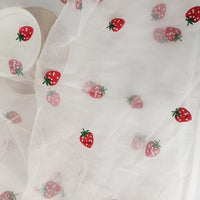 140cm Width x 95cm Length Strawberry Embroidery Tulle Lace Fabric
