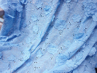 130cm Width x 95cm Length Premium Three-dimensional Floral Embroidery Eyelet Chiffon Fabric by the Yard