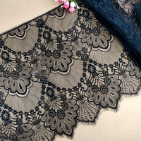 幅45cm x 長さ300cm プレミアムまつげ花刺繍レース生地トリム