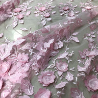 125cm Width x 95cm Length Premium Sequin 3D Floral Embroidery Wedding Lace Fabric
