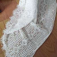 幅 150cm x 長さ 300cm プレミアムまつげ中空アウト ストリップ花柄刺繍レース生地パネル