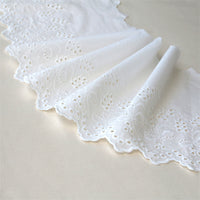2 Yards x 25cm Width Premium Floral Embroidery Eyelet Cotton Lace Fabric