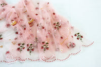 130cm Width Strawberry and Flower and Birthday Cake and Bowtie Embroidery Lace Fabric by the Yard