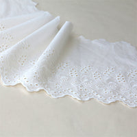 2 Yards x 25cm Width Premium Floral Embroidery Eyelet Cotton Lace Fabric