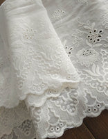 27cm Width x 190cm Length Premium Vintage Floral Embroidery Eyelet Cotton Lace Fabric Trim