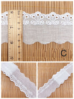 14 Yards x 5cm Width Eyelet Floral Embroidery Cotton Lace Trim Lace Tape