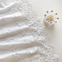 125cm Width x 95cm Length Premium 3D Floral Embroidery Hollow-out Cotton Fabric
