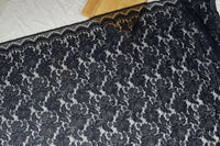 150cm Width x 150cm Length Premium Poppy Floral Embroidery Black Eyelash Lace Fabric