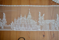 15cm Width Castle Embroidry Polyester Lace Fabric Trim by The Yard