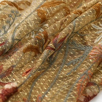 150cm Width x 95cm Length Vintage Daisy Floral Embroidery Golden Tulle Lace Fabric