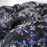 145cm Width x 95cm Length Premium Vine Branch Floral Embroidery Black Lace Fabric