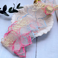 4 Yards  x 6.5cm Macaron Color Flower Petal Embroidered Tulle Lace Ribbon