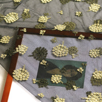 150cm Width x 95cm Length Vintage Black Tulle Lace Floral Embroidery Lace Fabric