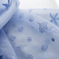 135cm Width Blue Organza Ocean Creatures Starfish Tulle Embroidery Lace Fabric by the Yard