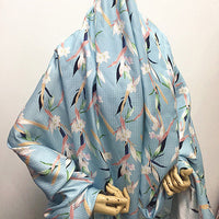 138cm Width x 95cm Length Premium Light Blue  Floral Silk Fabric