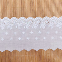 14 ヤード x 10 cm 幅アイレット花刺繍コットン レース トリム レース テープ