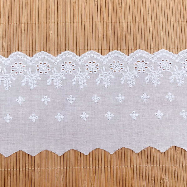 14 Yards x 10cm Width Eyelet Floral Embroidery Cotton Lace Trim Lace T –  iriz Lace