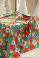 145cm Vintage Colorful Daisy Floral Print Cotton Fabric by the Yard