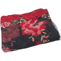130cm Width x 95cm Length Premium Red Floral Embroidery Black Lace Fabric