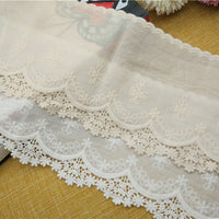 3 Yards x 14cm Width Vintage Floral Embroidery Cotton Lace Trim