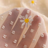 130cm Width x 95cm Length Premium Dots and Daisy Floral Embroidery Jacquard Chiffon Fabric