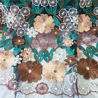 幅130cm×長さ95cm プレミアムランウェイ カラフル花柄刺繍レース生地