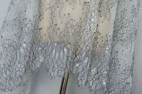 Grey net Symmetrical Floral Eyelash Embroidery Lace Fabric
