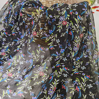 145cm Width x 95cm Length Premium Vine Branch Floral Embroidery Black Lace Fabric