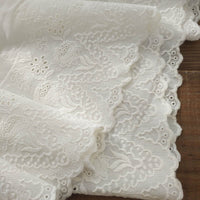 27cm Width x 190cm Length Premium Vintage Floral Embroidery Eyelet Cotton Lace Fabric Trim