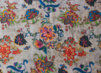 140cm Width x 95cm Length Vintage Floral Print Ramie Fabric