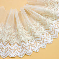 3 Yards of 4 inches Width Soft Embroidery Frill Tulle Lace Trim