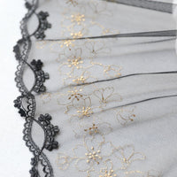19cm Width Premium Golden Line Embroidery Lace Fabric by The Yard