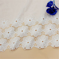 2 Yards of 34cm Width Cut Out Poppy Floral Embroidery Eyelet Lace Fabric Sewing Trim