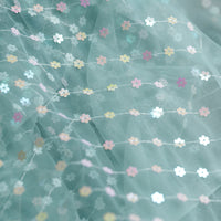130cm 幅のカラフルなスパンコール花刺繍レース生地ヤード