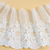 3 Yards of 6 inches Width Branch Floral Embroidery Tulle Lace Trim